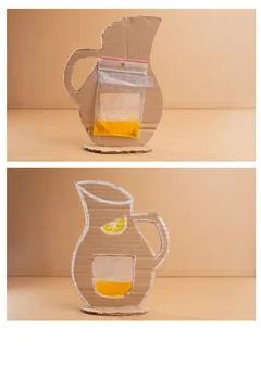 A pitcher made using recycled materials. It's a fun summer crafting idea for Foto stock