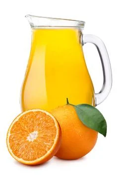 Pitcher of orange juice Stock Photos