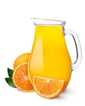 Pitcher of orange juice Stock Photos