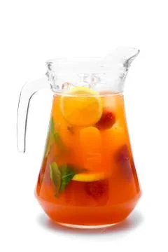 A pitcher of strawberry lemonade Stock Photos