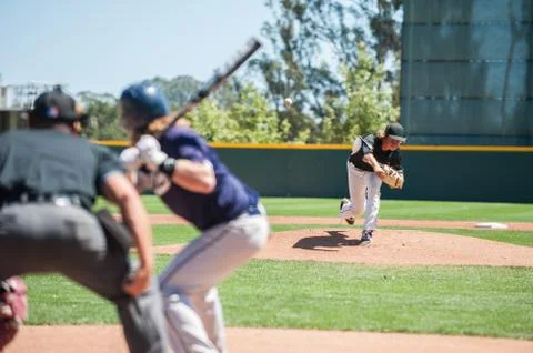 Pitcher versus batter Stock Photos