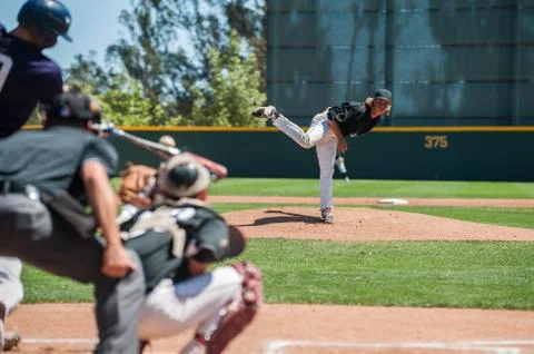 Pitcher versus batter Stock Photos
