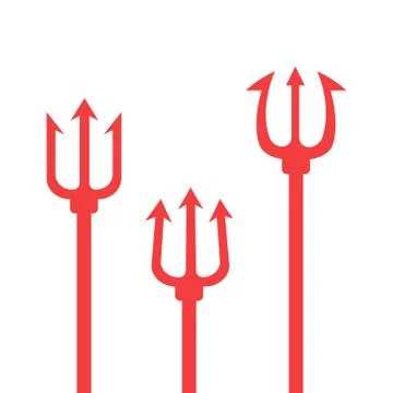 Pitchfork devil set. Trident devil icon. Illustrazione stock