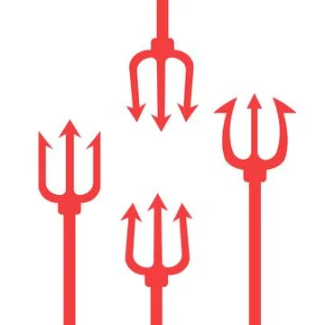 Pitchfork devil set. Trident devil icon. Illustrazione stock