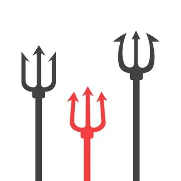 Pitchfork devil set. Trident devil icon. Illustrazione stock