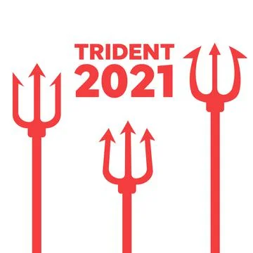 Pitchfork devil set. Trident devil icon. Illustrazione stock