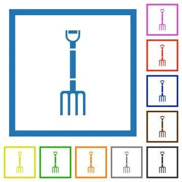 Pitchfork flat framed icons 스톡 일러스트