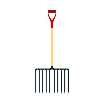 Pitchfork red vector illustration tool icon isolated object equipment. Garden Illustrazione stock