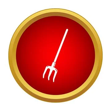Pitchfork tool flat icon on red circle Stock Illustration