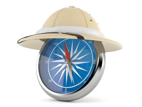 Pith helmet with compass Stock Illustration
