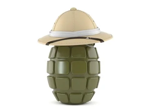 Pith helmet with grenade Stock Illustration