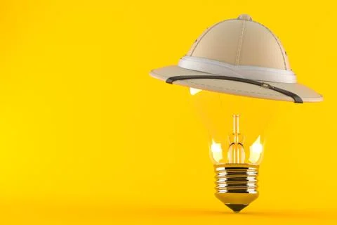Pith helmet with Light bulb Stock Illustration