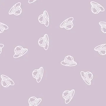Pith helmet line seamless pattern Stock Illustration