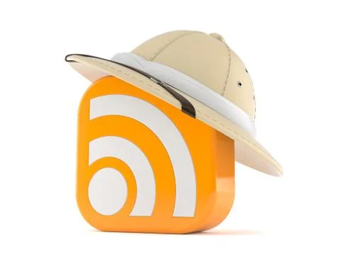 Pith helmet with rss icon Stock Illustration