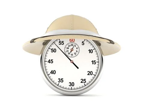 Pith helmet on stopwatch Stock Illustration