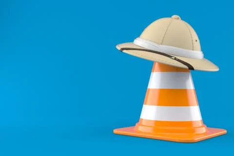 Pith helmet with traffic cone Stock Illustration