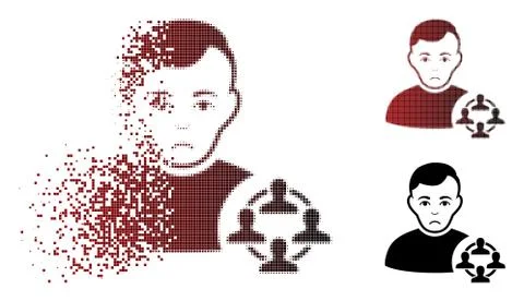 Pitiful Destructed Pixel Halftone Social Networker Icon Ilustración de archivo