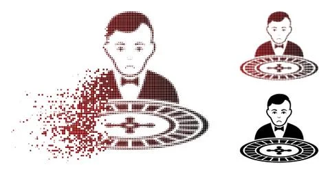 Pitiful Fractured Pixel Halftone Roulette Dealer Icon Stock Illustration