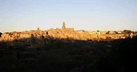 Pitigliano sunset Video stock 122218789