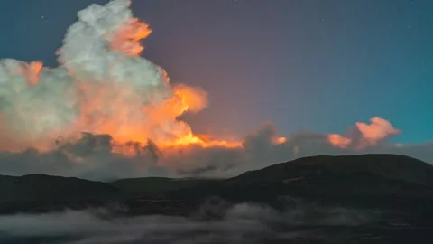 Piton de la Fournaise Eruption Timelapse - Plaine des Sables - Reunion 2020 Stock Footage 337645771