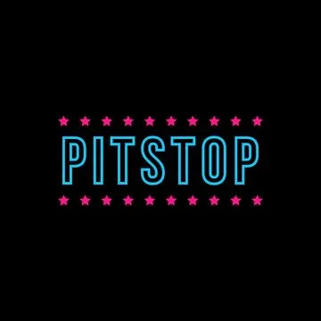 Pitstop word mark logo icon vector on black background Illustrazione stock