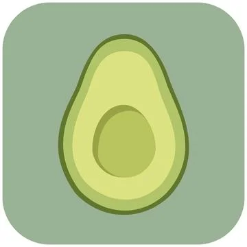 Pitted avocado half fruit flat graphic icon Stock Illustration