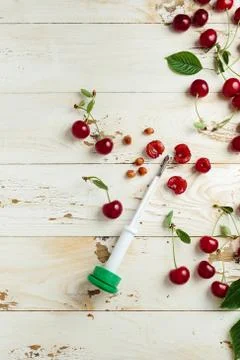 Pitted cherries Stock Photos