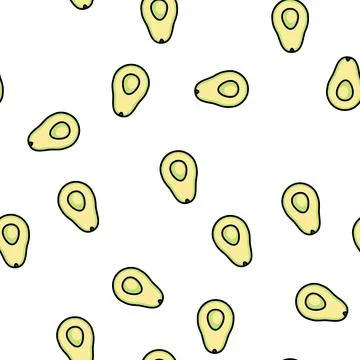 Pitted cut green avocado vector seamless pattern Stock Illustration