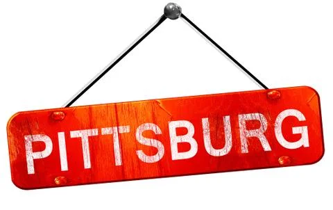 Pittsburg, 3D rendering, a red hanging sign Stock Illustration