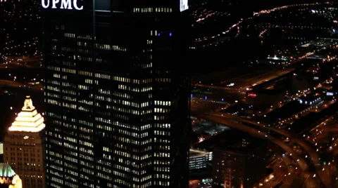 Pittsburgh Aerials Fly Up To UPMC Stock Footage 37279602