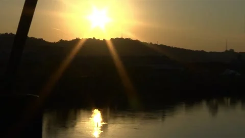 Pittsburgh Bridge River Sunset Fall Pan Video stock 137559259