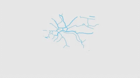Pittsburgh City Line Map Self Drawing Animated Overlay, Alpha 4K Видео 340293472