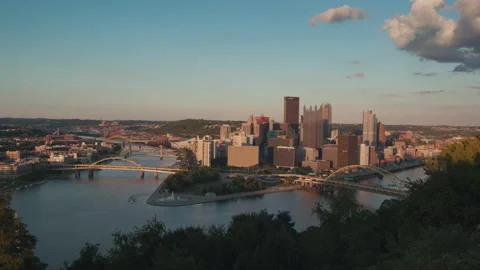 Pittsburgh City Time-lapse (day-to-night) Stock Footage