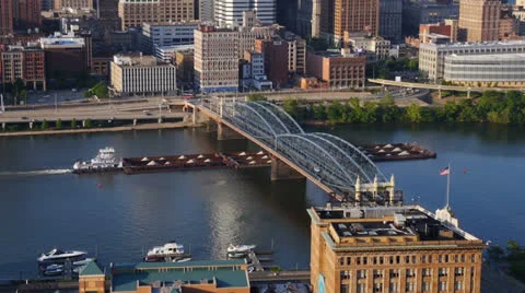 Pittsburgh Coal Barge Stock Footage 23721546