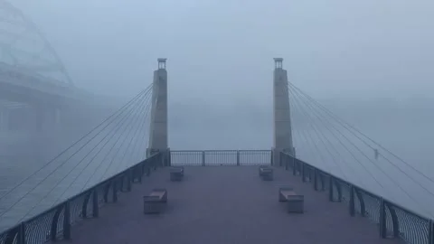 Pittsburgh Emerging from Fog Stock Footage 155123593