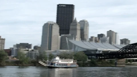 Pittsburgh Gateway Clipper Downtown Convention Center Jetski Stock Footage