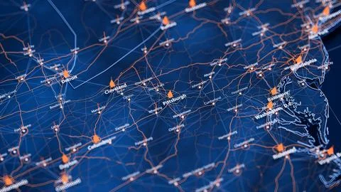 Pittsburgh map big data visualization. Futuristic map infographic of city in USA Illustrazione stock