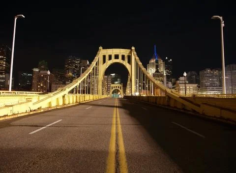 Pittsburgh night bridge Stock Photos