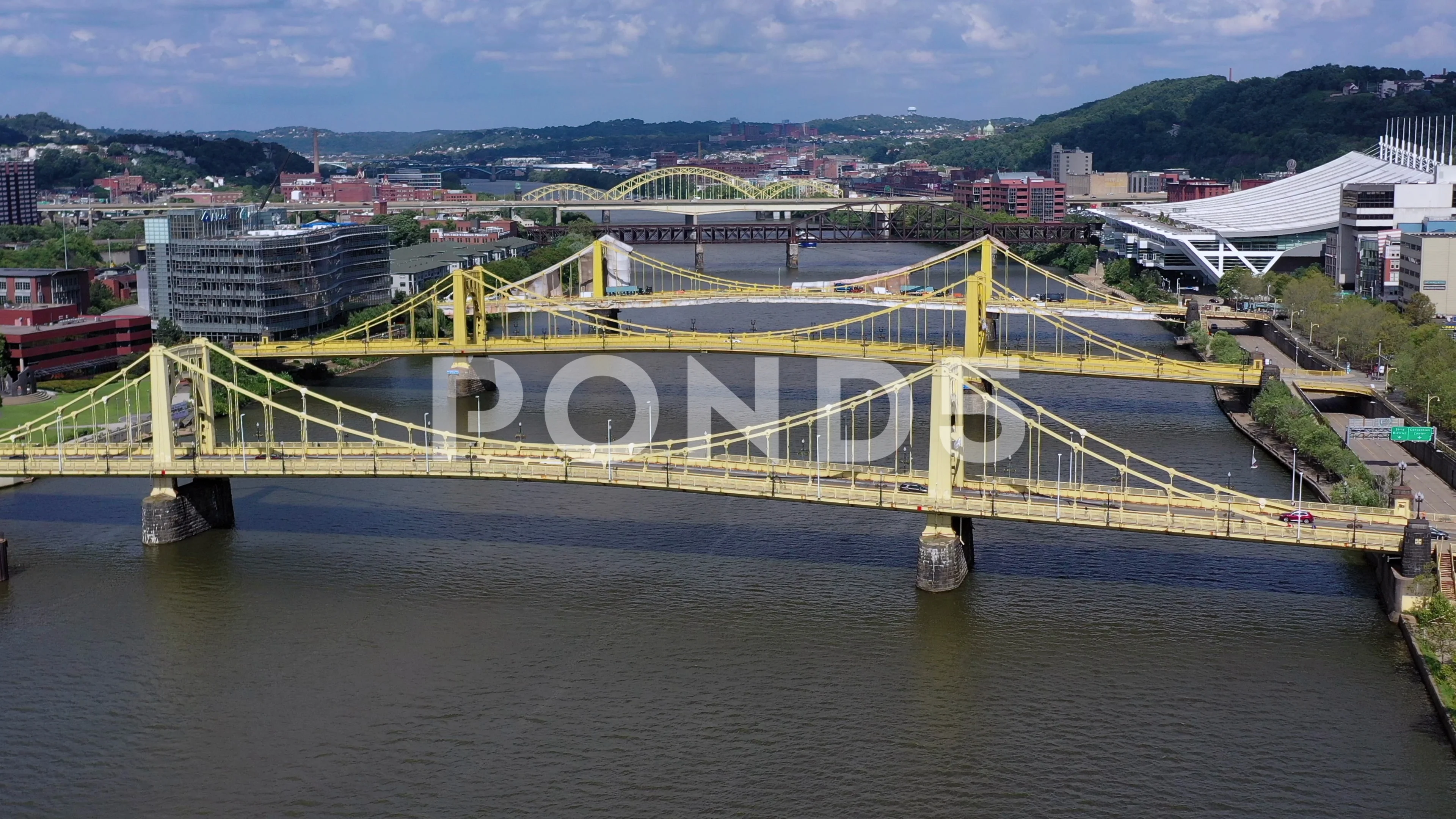 Roberto Clemente Bridge in Pittsburgh. A, Stock Video