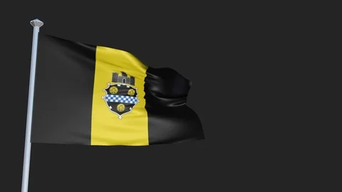 Pittsburgh Pennsylvania - Loopable 3D flag animation with Alpha Channel and T Stock-Footage 91051692