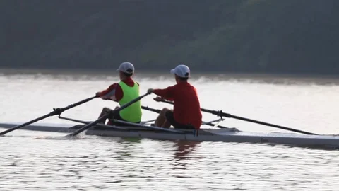 Pittsburgh River - Crew Practice Stock Footage 107142626