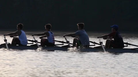 Pittsburgh River - Crew Team Rowing Stock Footage 107142679