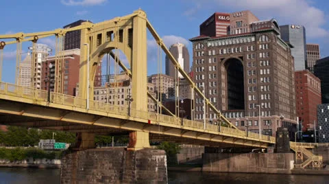 Pittsburgh Skyline from the Allegheny River Stock Footage 24686999