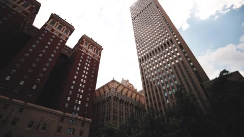 Pittsburgh Skyline Partly Cloudy Summer Time Lapse 4K Stock Footage 137561554