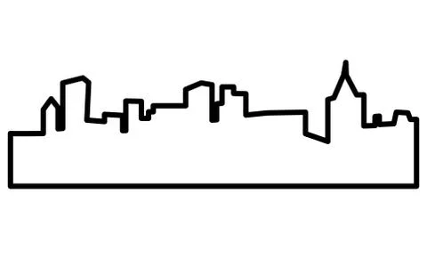 Pittsburgh skyline silhouette outline on white background Stock Illustration