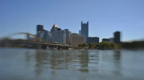 Pittsburgh Skyline Tilt Shift Stock Footage 30450443