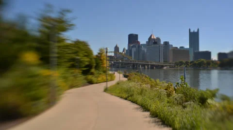 Pittsburgh Skyline Tilt Shift Stock Footage 30450486