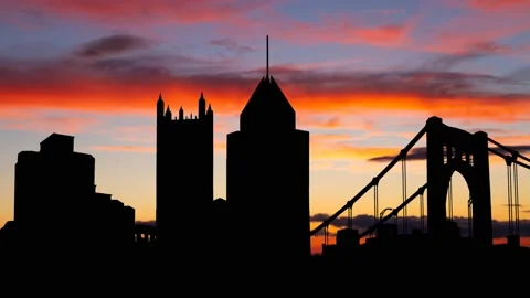 Pittsburgh Skyline: Time Lapse at Twilight, Pennsylvania, USA Stock Footage 143070613