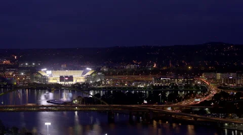 Pittsburgh Stadium Night Medium Time Lapse Stock Footage 46866015