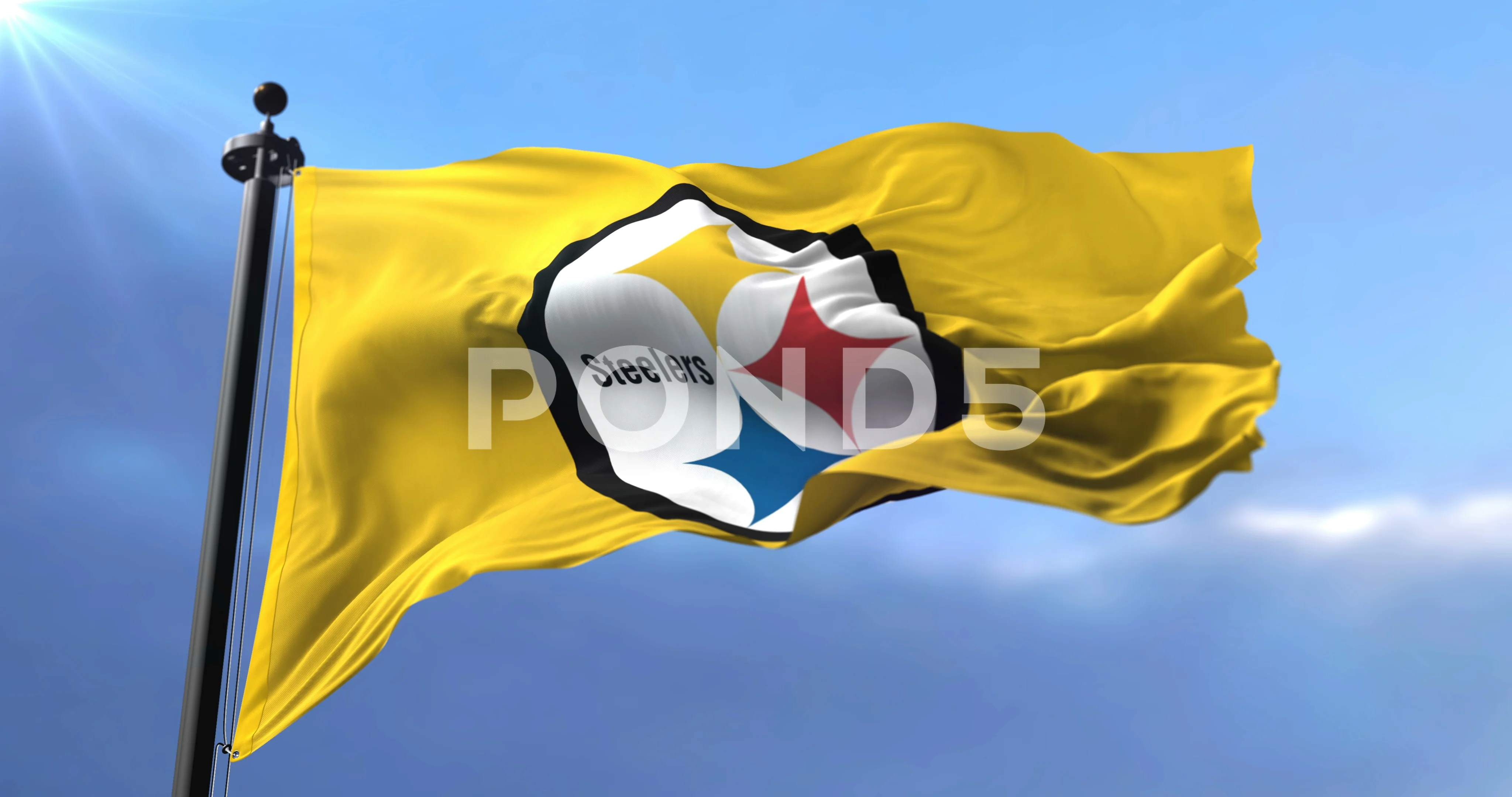 Pittsburgh Steelers flag, american football team, waving - loop